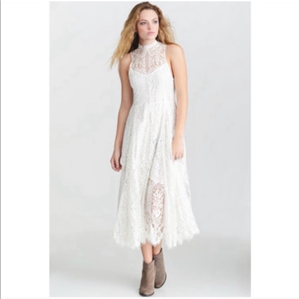 Free People Trapeze Midi Lace Dress
